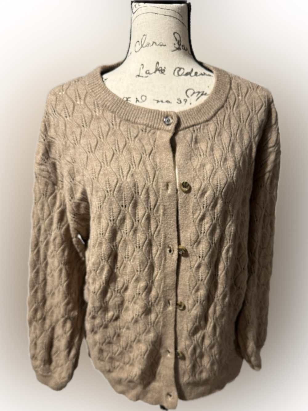 Napa Valley tan rayon/poly Cardigan 2X